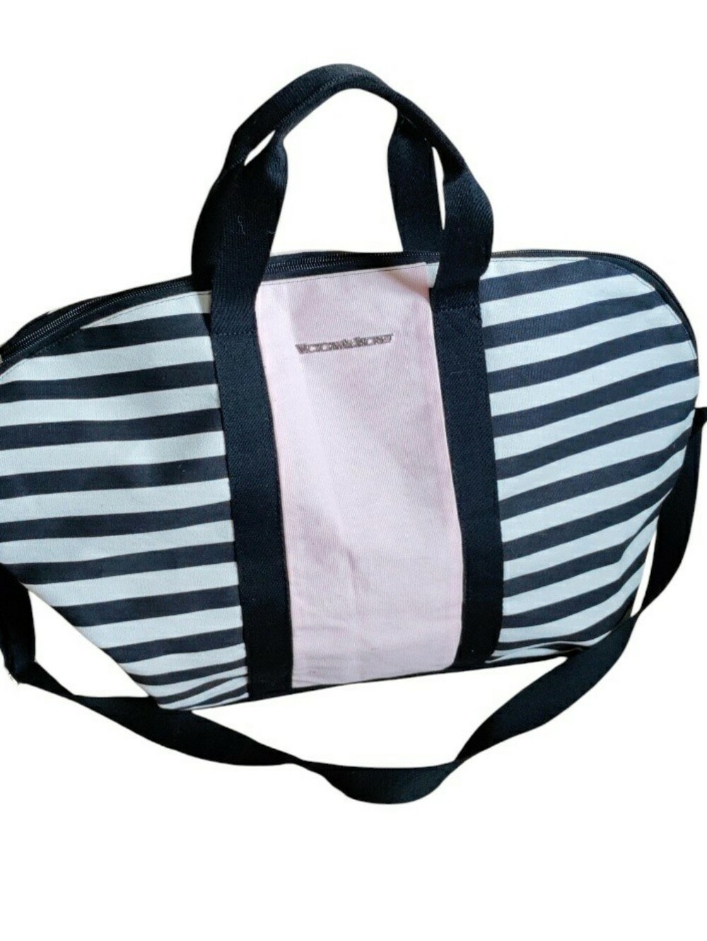 Victoria's Secret Weekender Bag Stripe Canvas Shoulder Bag